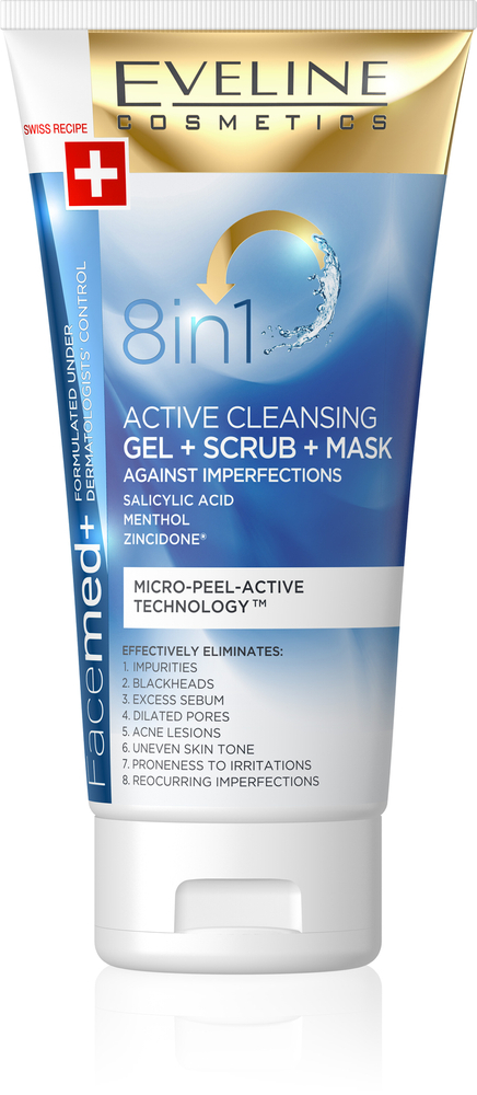 Eveline Facemed+ Deep Cleansing Active Gel for Imperfections  8in1 150ml