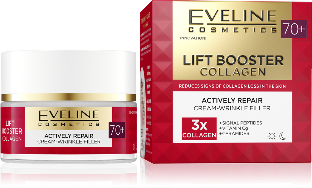 Eveline Lift Booster Collagen Actively Repairing Cream-Wrinkle Filler 70+ for Day and Night 50ml