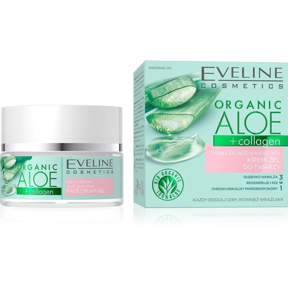 Eveline Organic Aloe + Collagen Light Vegan Cream Gel Moisturizing Soothing Face 50ml