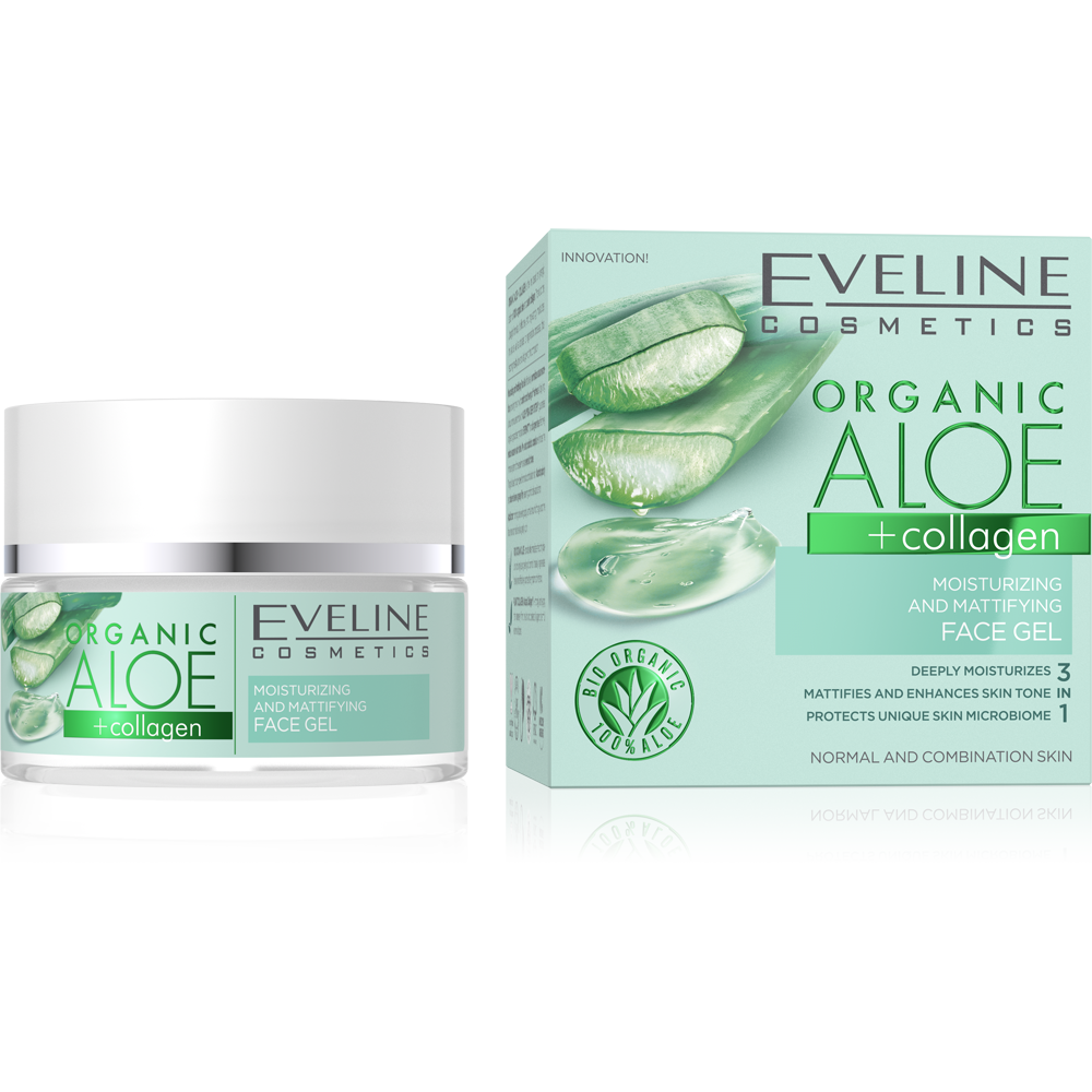 Eveline Organic Aloe + Collagen Moisturizing Vegan Gel for Normal and Combination Skin 50ml