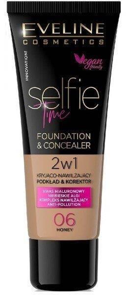 Eveline Selfie Time Covering Moisturizing Foundation Concealer 2in1 No. 06 Honey 30ml