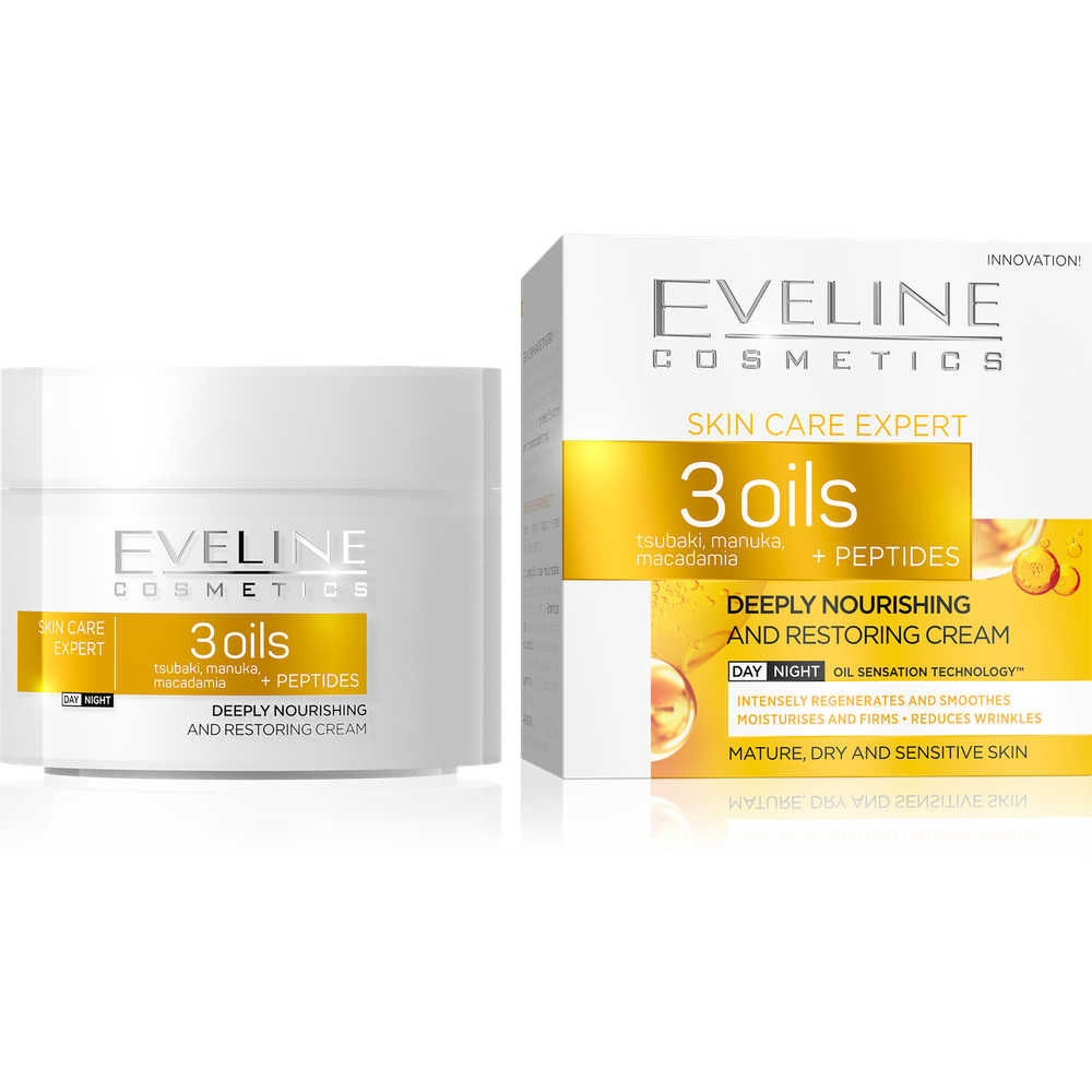 Eveline Skin Care Expert 3 Oils Peptides Deeply Nourishing Day and Night Cream 50ml