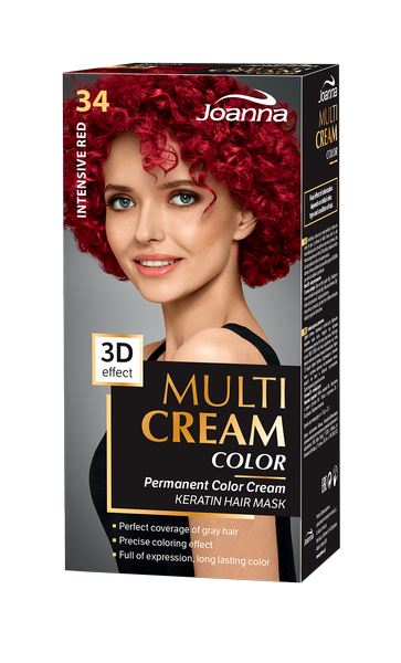 Joanna Multi Cream Permanent Hair Color Paint Care 34 Intensive Red Silk Shine