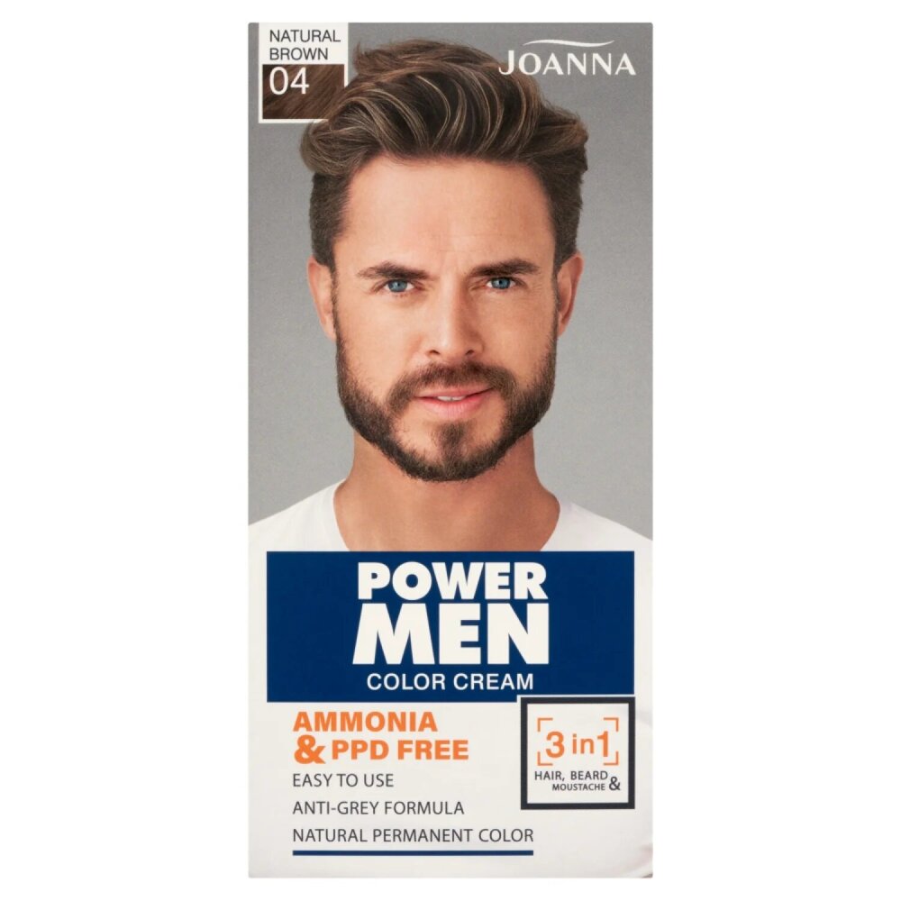 Joanna Power Men Color Cream 3in1 Hair Dye for Men No. 04 Natural Brown 1 Piece