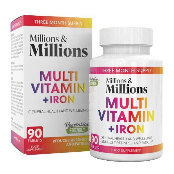 Millions & Millions Multi Vitamin + Iron for General Health and Wellbeing 90 Tablets