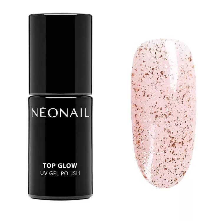 NeoNail UV/LED Soak Off Top Glow Rose Gold Flakes 7.2ml