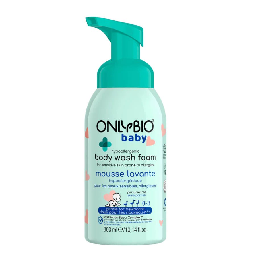 OnlyBio Baby Hypoallergenic Body Wash Foam for Babies from 1st Day of Life for Atopic and Allergic Skin 300ml