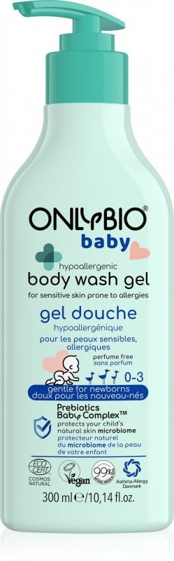 OnlyBio Baby Hypoallergenic Body Wash Gel for Babies from 1st Day of Life for Atopic and Allergic Skin 300ml