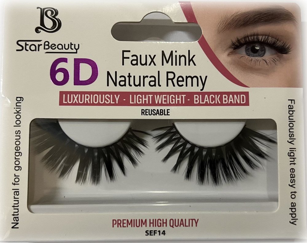 Star Beauty Professional Natural Remy Hair Eyelashes 6D Full Volume and Soft Reusable SEF14