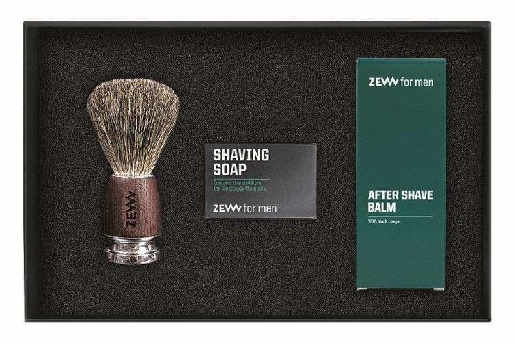 Zew for Men Smoth Barber Gift Set with Aftershave Balm 80ml Shaving Brush and Shaving Soap 85ml