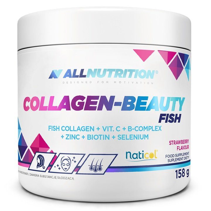 Allnutrition Collagen-Beauty Fish Peptydy Kolagenu Morskiego z Kompleksem Witamin i Minerałów Strawberry 158g