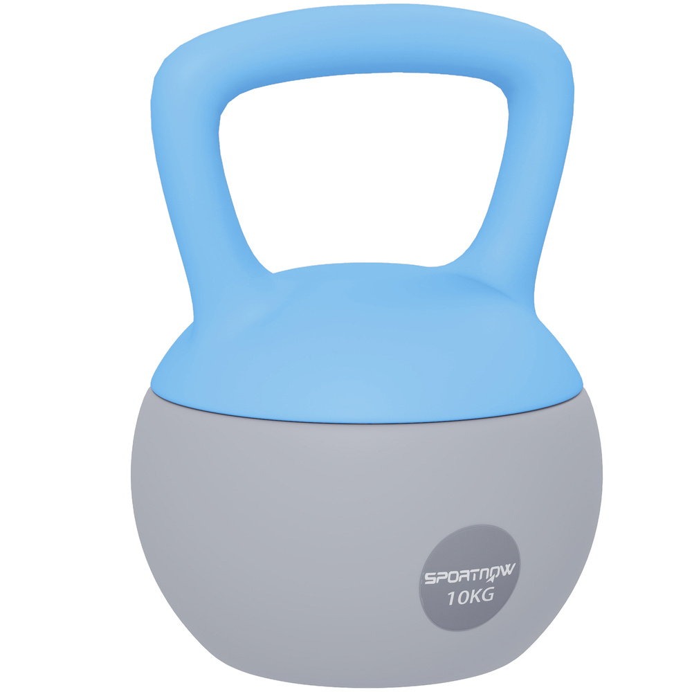 SPORTNOW 10KG Soft Kettlebell, Kettlebell with Non-Slip Handle for Home Gym, Weight Lifting, Strength Training, Light Blue/Grey