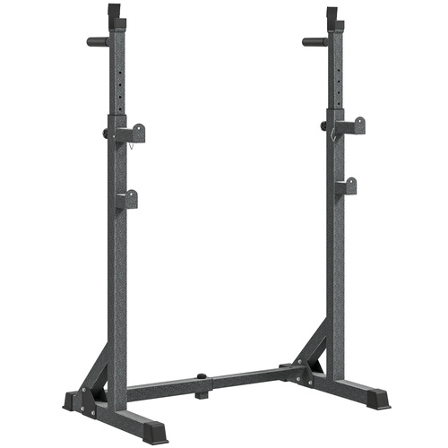 SPORTNOW Heavy Duty Barbell Squat Rack, Adjustable and Multifunctional Weight Power Stand, for Home, Gym - Black