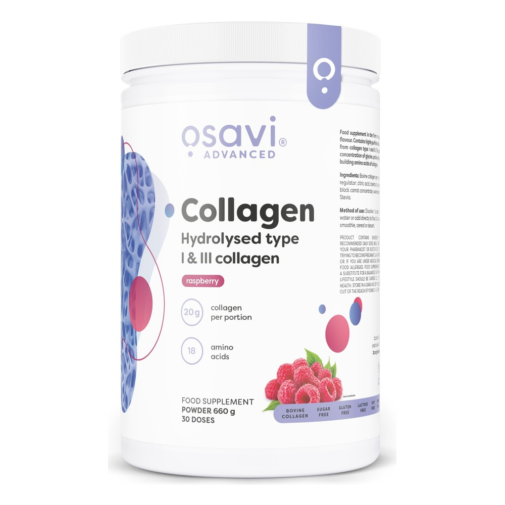 Collagen Hydrolysed Type I & III, Raspberry - 660g