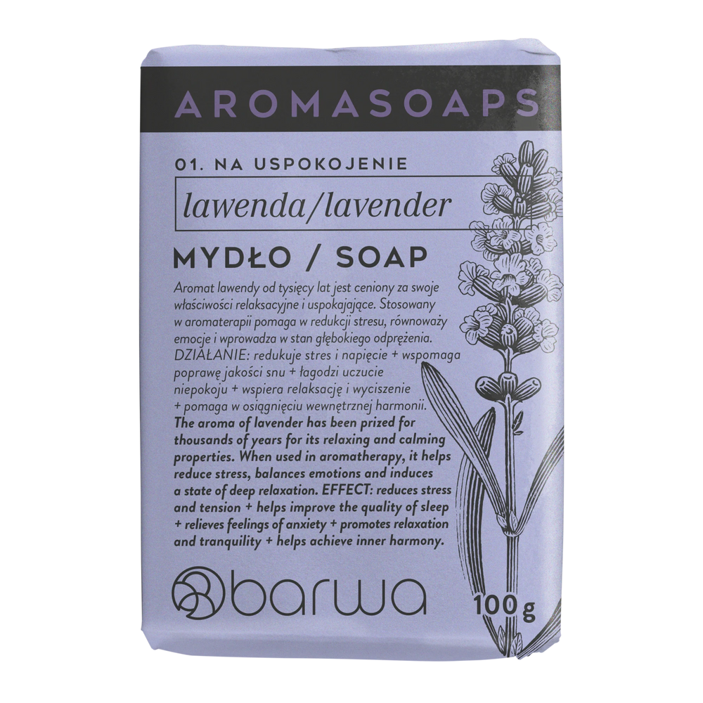 Barwa Aroma Soaps Na Uspokojenie Mydło w Kostce Lawenda do Codziennego Stosowania 100g