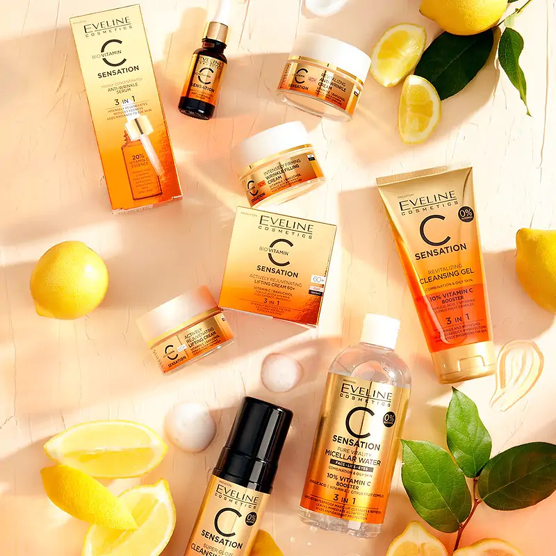 Eveline Vitamin C Sensation Intensywnie Ujędrniający Krem Wypełniający Zmarszczki na Dzień i na Noc 50+ 50ml