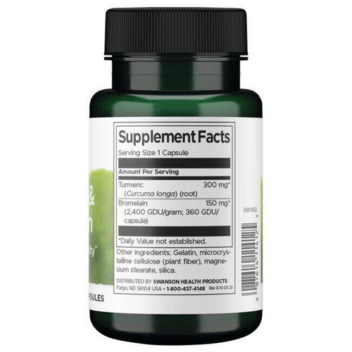 Swanson Turmeric & Bromelain Supports Joints and Digestive Processes 60 Capsules