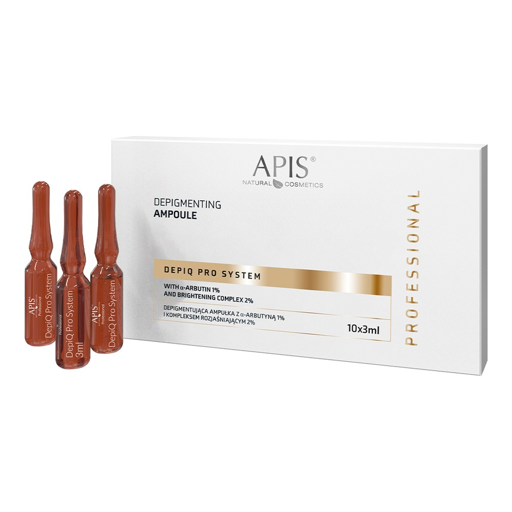 Apis Professional DepiQ Pro System Depigmentic Ampułka z 1% Alfa-Arbutyną i 2% Kompleksem Rozświetlającym 10x3ml