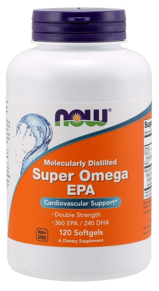 NOW Foods Super Omega EPA Molecularly Distilled High Potency Omega 3 120 Softgels