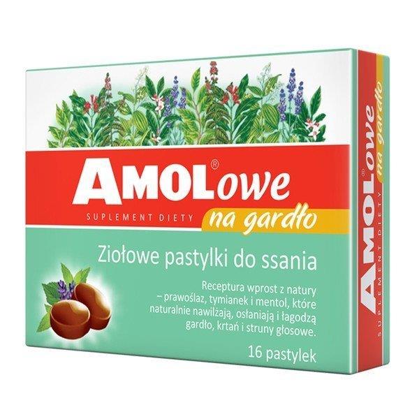 AMOLowe na Gradło Pastylki do Ssania Ziołowe 16 Sztuk