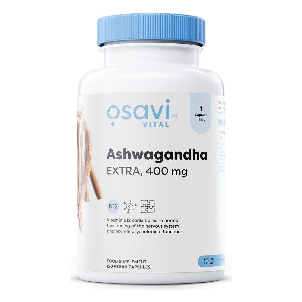 Osavi Ashwagandha Extra 400mg z Witaminą B12 na Stres i Zmęczenie 120 Kapsułek