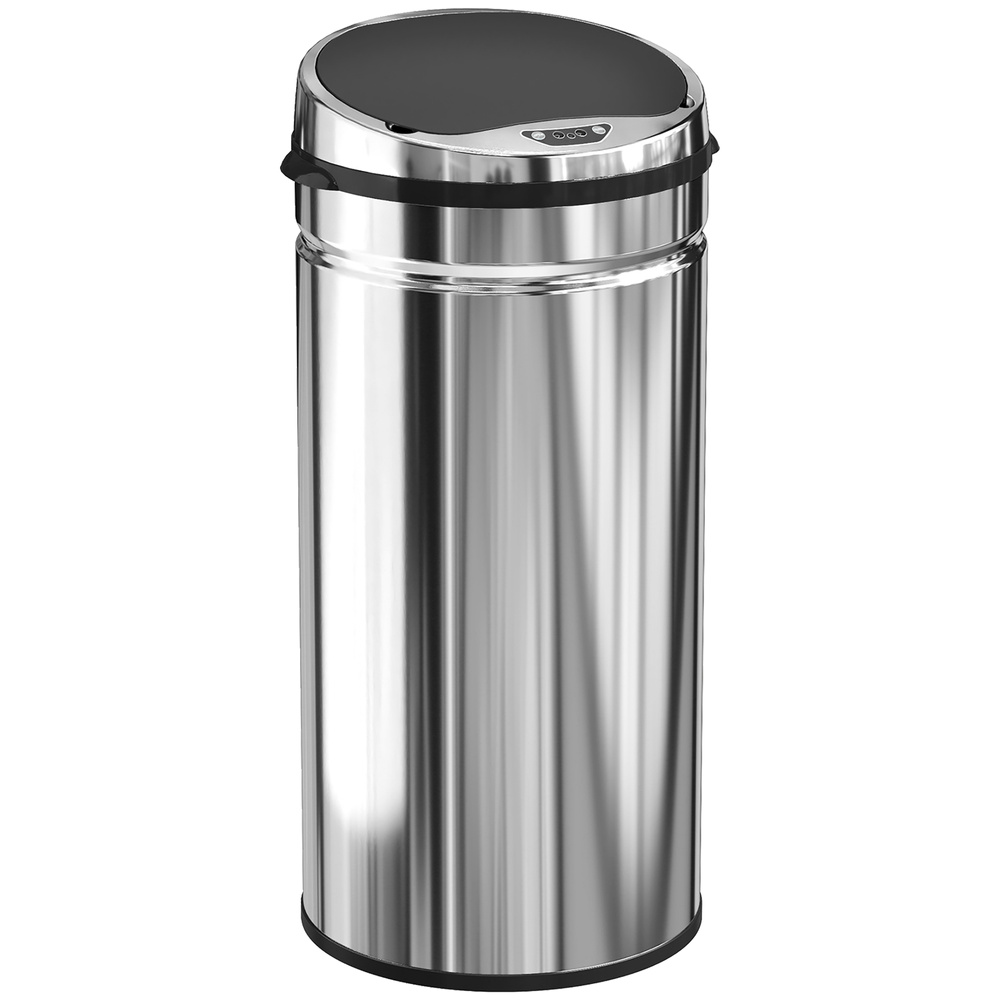 HOMCOM 42L Stainless Steel Sensor Bin - Silver Tone