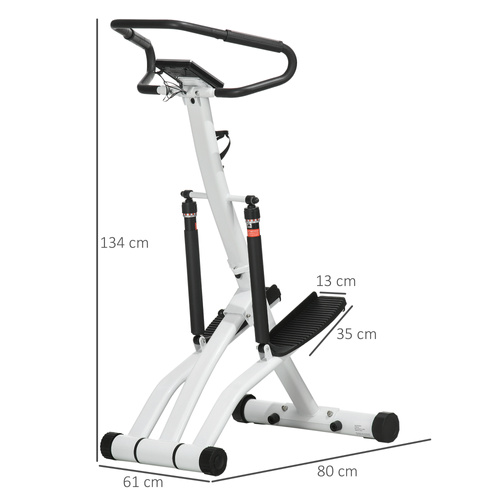 SPORTNOW Stepper Machine for Home, Foldable Stair Stepper with 12-Level Hydraulic Resistance, Stair Climber with LCD Monitor, Heart Rate Sensor and Drink Holder, White and Black