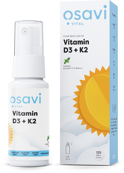 Osavi Witamina D3 + K2 w sprayu do ust Mięta pieprzowa 25 ml na wsparcie kości i odporności