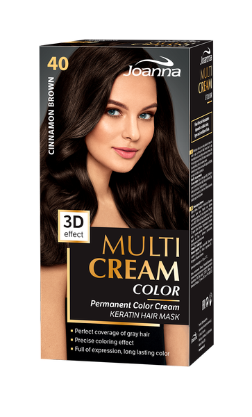 Joanna Multi Cream Trwały Intensywny Kolor Włosów Farba Pielęgnacja 40 Cynamonowy Brąz