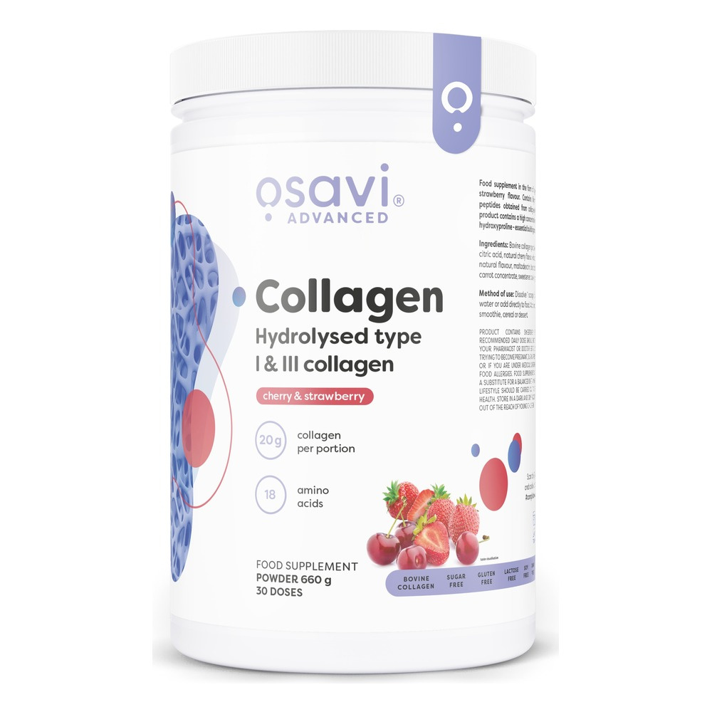 Collagen Hydrolysed Type I & III, Cherry & Strawberry - 660g