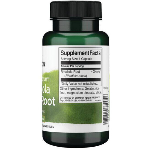 Swanson Rhodiola Rosea Root Różeniec Górski Korzeń 400mg 100 Kapsułek
