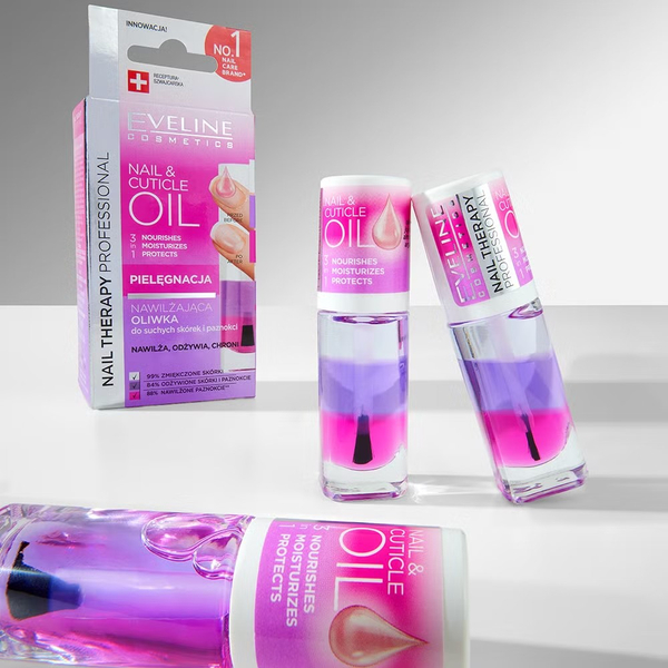 Eveline Nail Therapy Professionl Nail & Cuticicle Oil 3in1 Nawilżająca Oliwka do Suchych Skórek i Paznokci 8ml