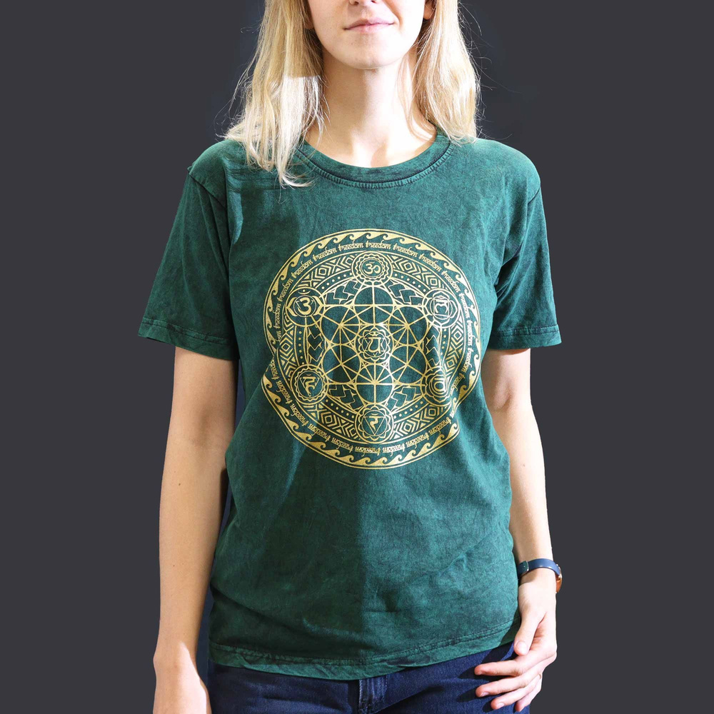 Small Stone Washed T-Shirt - Chakra - Green