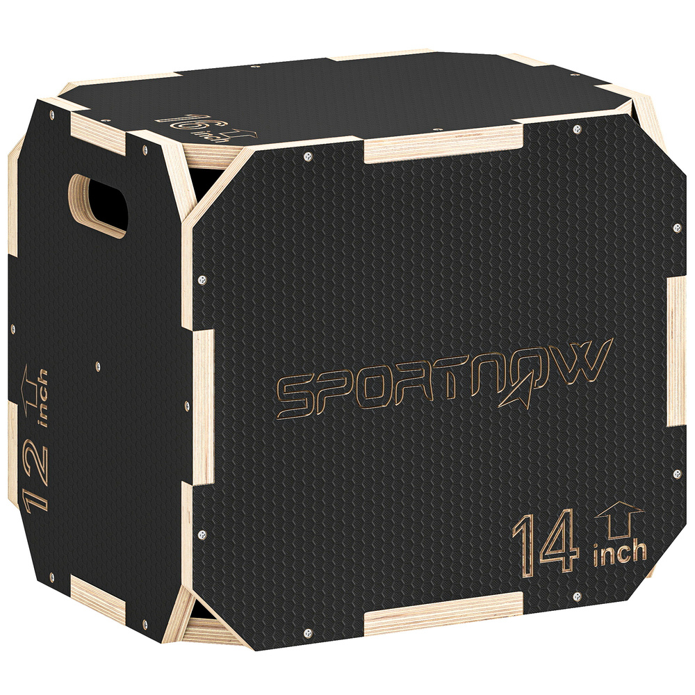 SPORTNOW Non-Slip Plyo Box, Corner-free Wooden Jump Box, 31 x 36 x 41 cm