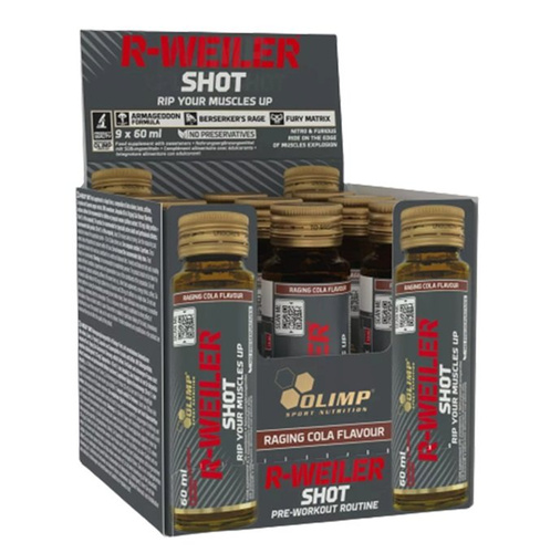 Olimp Nutrition R-Weiler Shot Przedtreningówka w Ampułkach na Energię i Koncentrację o Smaku Koli 9 x 60ml