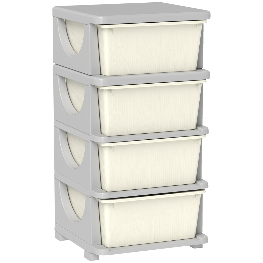 HOMCOM Four-Tier Kids Storage Boxes, with Four Drawers - White