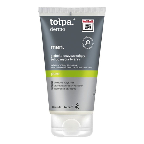 Tołpa Dermo Men Pure Węglowy żel do mycia twarzy dla skóry wrażliwej i z niedoskonałościami 150ml