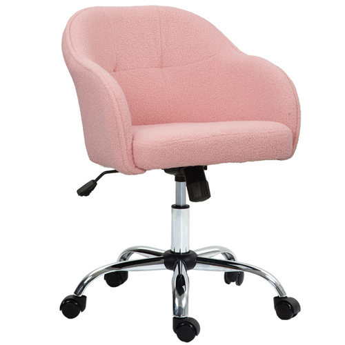 HOMCOM 46-56 cm Teddy Fleece Office Chair - Pink