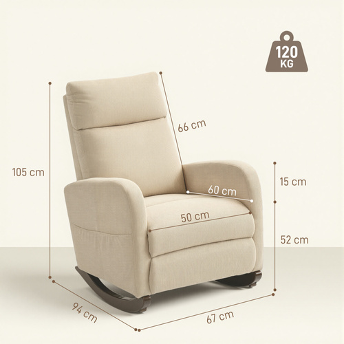 HOMCOM Corduroy Rocking Armchair - Beige