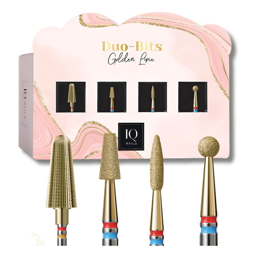 IQ Nails Duo -Bits Golden Fine Double Grain Set Innovative Set of Duo Cutters 4 Pieces