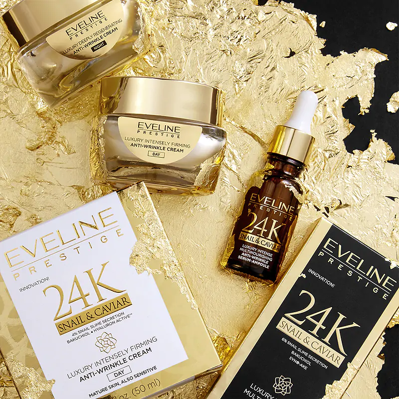 Eveline Prestige 24K Snail & Caviar Luksusowy Intensywnie Ujędrniający Krem Przeciwzmarszczkowy na Dzień 50ml