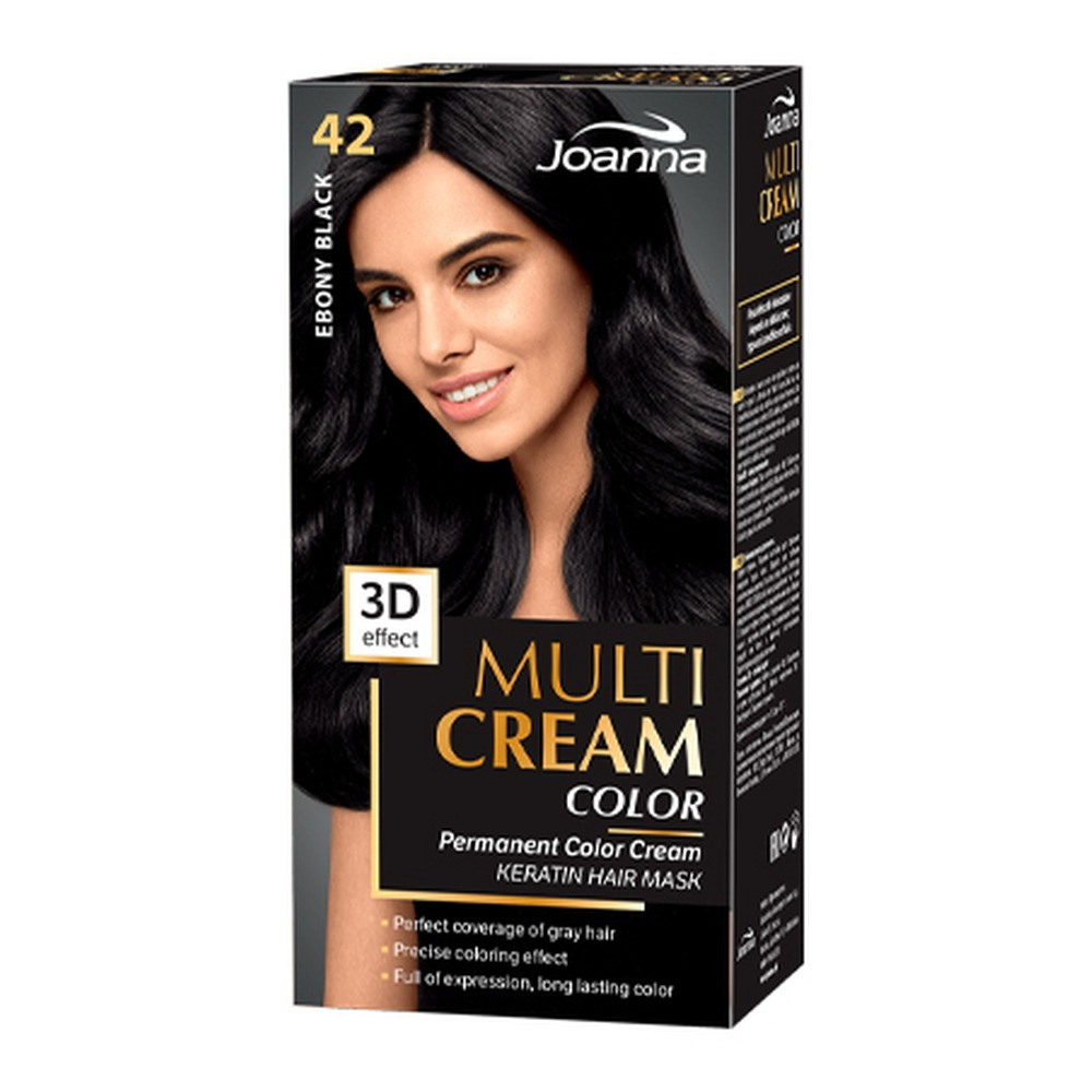 Joanna Multi Cream Color Farba do Włosów z Efektem 3D z Długotrwałym Efektem Nr 42 Hebanowa Czerń 1 Sztuka