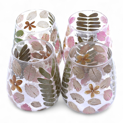 Natural Floral Glass - Vase Candle Holder - Primavera - (12x11cm)