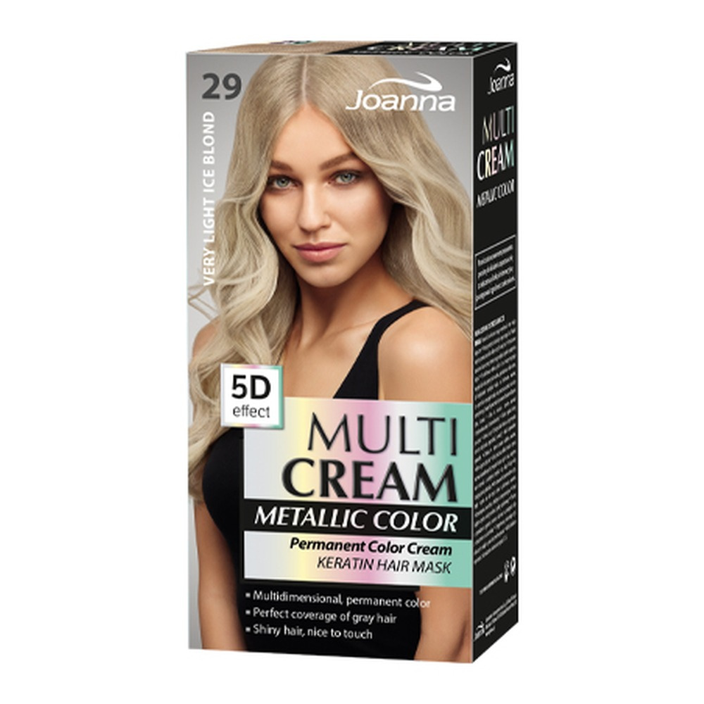 Joanna Multi Cream Color Farba do Włosów z Efektem 5D z Długotrwałym Efektem Nr 29 Bardzo Jasny Odcień Śnieżnego Blondu 1 Sztuka