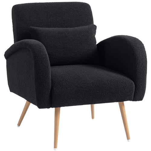 HOMCOM Teddy Fleece Accent Chair - Black