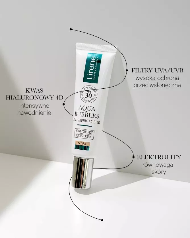 Lirene Aqua Bubbles Lekki Krem Tonujący SPF30 dla każdego Rodzaju Skóry 30ml
