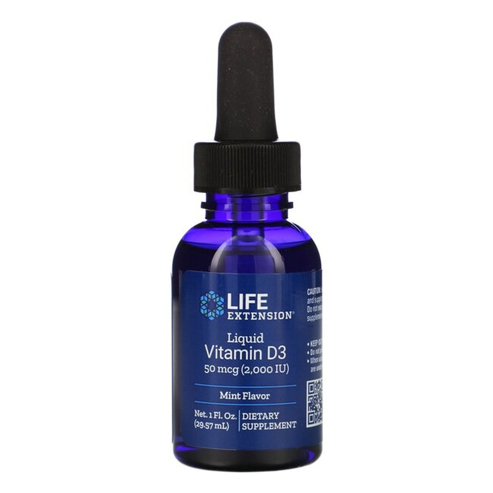 Life Extension Witamina D3 w Płynie 2000 IU 50mcg Miętowa Na Odporność i Zdrowe Kości 29ml