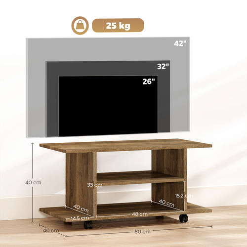 HOMCOM Modern TV Cabinet Stand Storage Shelves Table Mobile Bedroom Furniture Bookshelf Bookcase Walnut