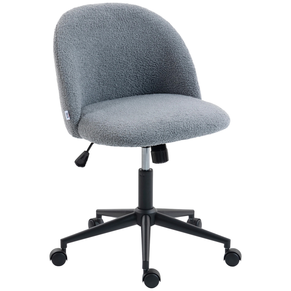 HOMCOM Teddy Fleece Office Chair with Wheels - Grey