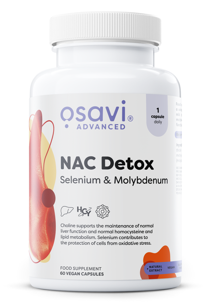 Osavi NAC Detox Selen i Molibden 60 wegańskich kapsułek na wsparcie antyoksydacyjne